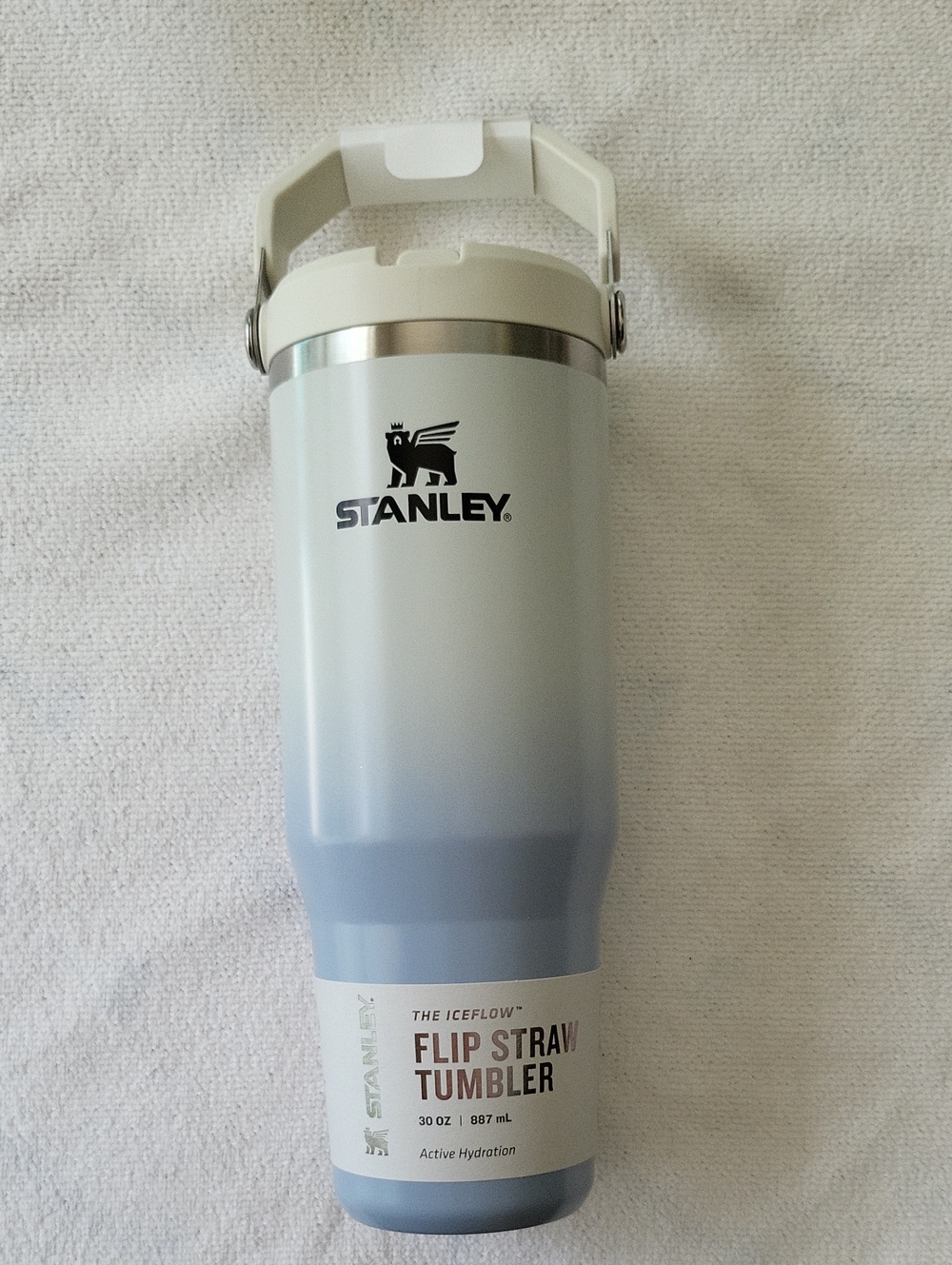 Stanley 30 Oz IceFlow Flip Straw Tumbler With Handle Blue Dream Gradient Color